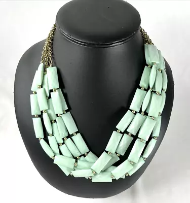 Vintage Multi Layer Jack E OHS NYC Lime Green Necklace Lobster Clasp Faceted 11  • $14.50