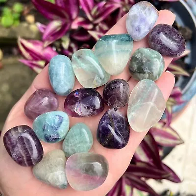 Rainbow Fluorite Crystal Tumblestone Natural Healing Gemstones Polished Stones • £4.50