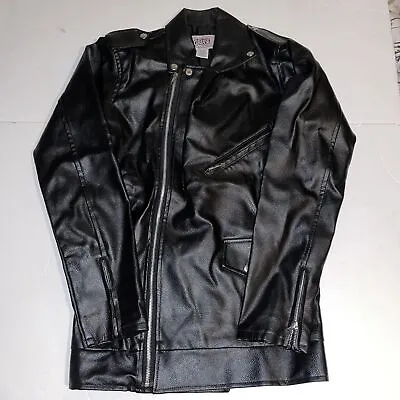 Womens Black Grease 'T-Birds' PVC Full Zip Jacket Size XS • $31.12