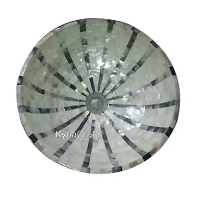 Mother Of Pearl Overlay Work Decorative Sink Round Shape Marble Counter Top Sink • $562.50