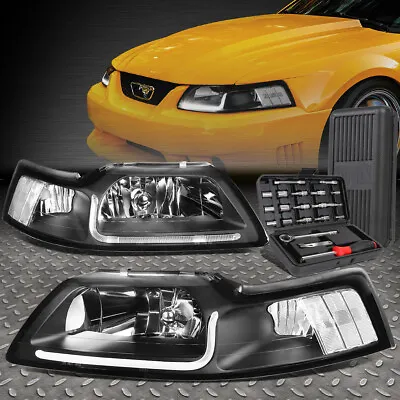 For 99-04 Ford Mustang Led Drl Black Housing Clear Corner Headlights+tool Set • $119.88