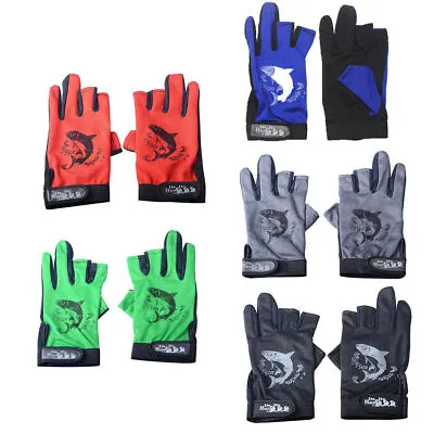 £4.64 • Buy Fishing Hunting Gloves 3 Fingerless Anti-slip Waterproof Outdoor Sun Protection^