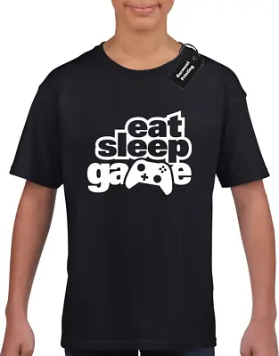 Eat Sleep Game Kids T Shirt Gamer Gaming Gift Idea Top Funny Childrens • £7.99