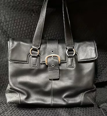 Franklin Covey Black Faux Leather Work Laptop Bag Briefcase Shoulder Tote • $36