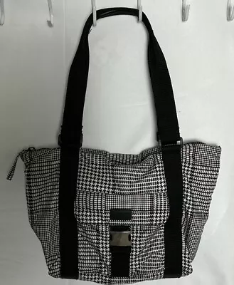 Lauren Ralph Lauren Vintage Houndstooth Large Satchel Purse Zip Tote Bag Vintage • $29.99