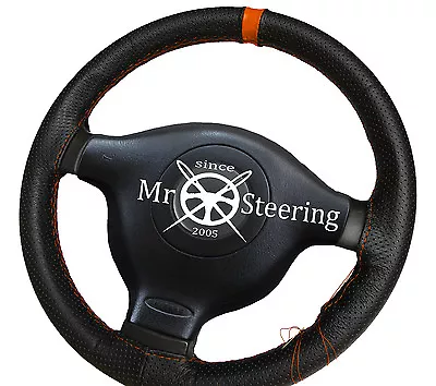 FOR VW GOLF Mk4 GTI 97-04 PERFORATED LEATHER STEERING WHEEL COVER + ORANGE STRAP • $35.55