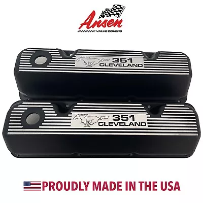 Ford 351 Cleveland Black Finned Valve Covers - Mustang Pony - Ansen USA • $249