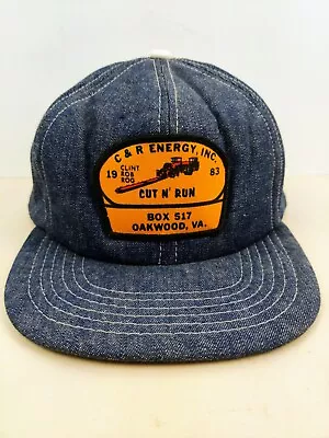 Vintage 1983 Denim C&R Energy Inc Patch Trucker Hat Snapback Cap Sm-med • $38