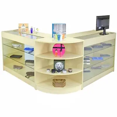 £574.99 • Buy Shop Counter Retail Maple Shelves Storage Display Cabinet Showcase Glass Pulsar