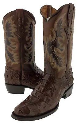 Mens Western Wear Boots Brown Alligator Print Cowboy Dress Round Botas Vaquero • $119.99