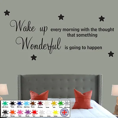 Wake Up Wonderful Bedroom Quote Wall Sticker Family Wallart Decals DIY Stars • £5.49