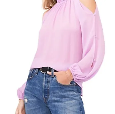 Vince Camuto Women's Top Blouse Open Cold-Shoulder Top Spring Soft Iris Purple L • $27.99