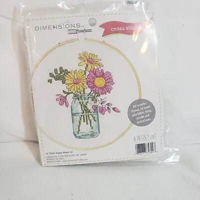 Counted Cross Stitch Mini Kit ~ Dimensions Floral Flower Mason Jar • $12