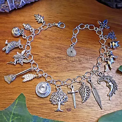 Hedge Witch Charm Bracelet Pagan Jewellery Wicca Witchcraft Druid Druidcraft • £11