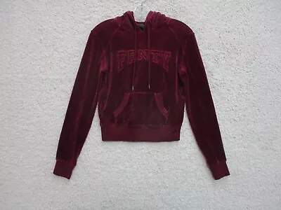 Puma By Rihanna Sweater 2XS XXS Red Burgundy Velour Fenty Hoodie Pullover Womens • $28.75