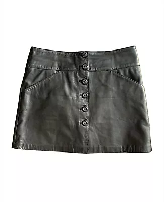 $20.73 • Buy Vakko Black Leather Mini Skirt 4 Vintage