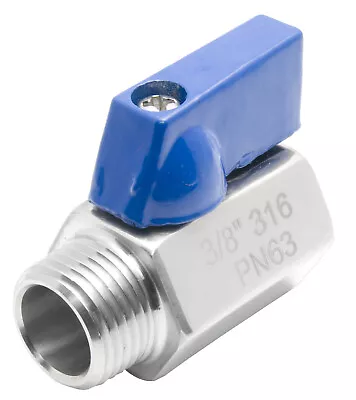 3/8  Stainless Steel (316) Mini Ball Valve - FxM NPT • $15.54