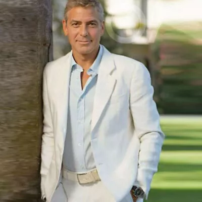 Men's White Linen Suits Summer Party Wedding Blazer Business Formal Tuxedos • $73.51