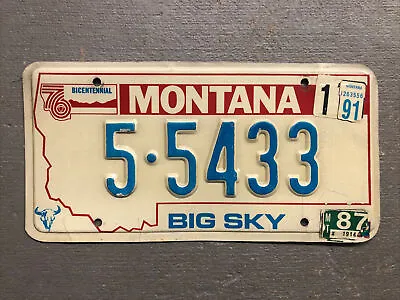 Vintage 1976 Montana Bicentennial License Plate 5-5433 Jan. 1987-1991 Sticker • $8.99