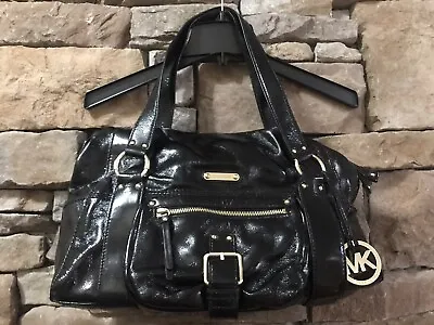 Michael Kors Black Patent Leather Large Hand Bag Satchel Purse • $69.99