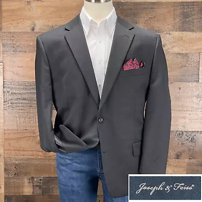 Joseph & Feiss Sport Coat Blazer Suit Jacket Wool 2 Button Black 48R • $79.95