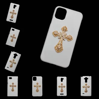 $9.34 • Buy For Phones 3D Gold Cross White Back Hard Protective Case Cover
