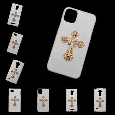 $9.34 • Buy For Phones 3D Gold Cross White Back Hard Protective Case Cover