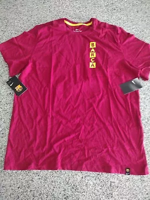 Nike FC Barcelona Kit Story T-Shirt The Nike Tee Soccer Burgundy Mens Sizes NWT • $19.99