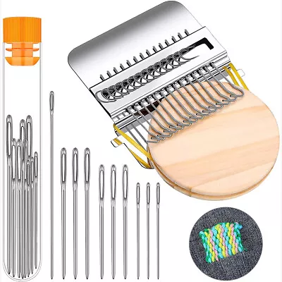 Small Weaving Loom Kit With 14 Hooks And 9 Needles Mini Darning Loom CV • $13.89