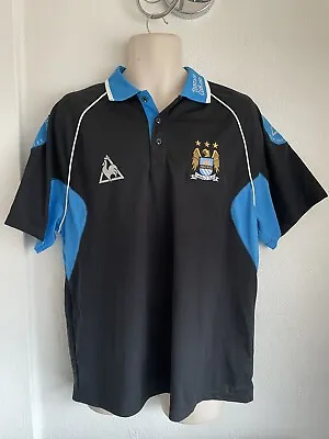 Manchester City Le Coq Sportif Polo Shirt  XL Thomas Cook Black • £25