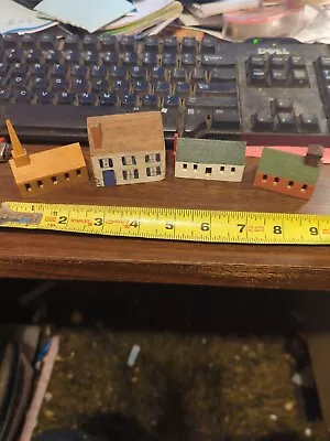 Lot Of Four Miniature Buildings Made Of Wood • $4.89