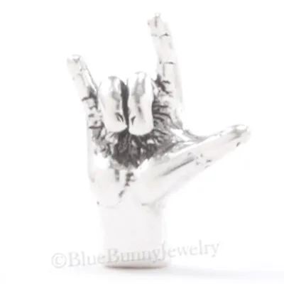 3D I LOVE YOU HAND SIGN LANGUAGE ASL Charm Slide Pendant Solid Sterling Silver • $19.99