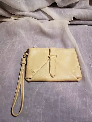 Vintage Brahmin Beige Pebbled Leather Envelope Clutch/ Pouch / Wristlet Euc • $15.99