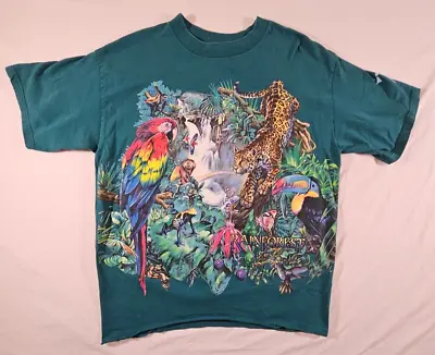 Vintage Habitat Rainforest Jungle Parrot Double Sided Print Size Large The Wilds • $18