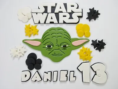 Star Wars Yoda Cake Topper Personalised Edible Fondant Large. Yoda Cake Topper. • £11