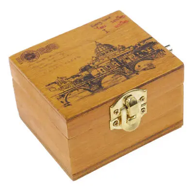 1xVintage Wood Hand-cranked Music Box Melody Box Plays Castle In The Sky Tun • £7.50