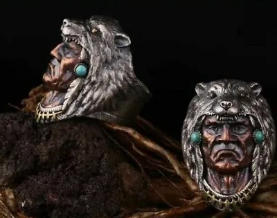 $30.16 • Buy Ring Native Steel Wolf Bronze Man Woman Jewel Indian Shaman Punk Emo