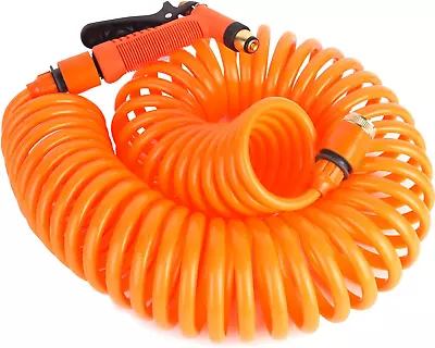 Coil Garden Hose 50 FT EVA Flexible Recoil Water Hose With 3/4  Fittings Retra • $23.66