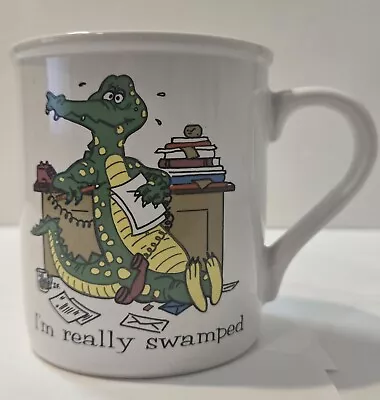 Vintage Office Quackery Papel Alligator Crocodile Coffee Mug I'm Really Swamped • $15