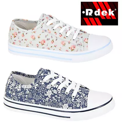 R Dek Ladies Canvas Pumps Shoes Trainers New Womens Summer Girls Holiday • £12.99