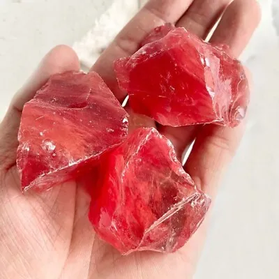 Raw Rough Cherry Quartz Crystal Stone Large Chunks Healing Mineral Rocks Gifts • $8.50