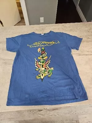 Don Ed Hardy By Christian Audigier Blue Sword T-Shirt XL • $19.99