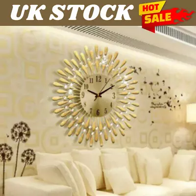 £15.98 • Buy 3D Large Diamante Crystal Jeweled Retro Style Wall Clock Beaded Living Room UK