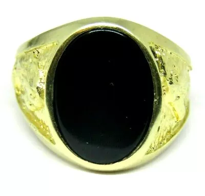$499.99 • Buy 10KY GOLD Men's Black Onyx OVAL RING, SIZE 10.5 , Wolf AND EAGLE On Sides .