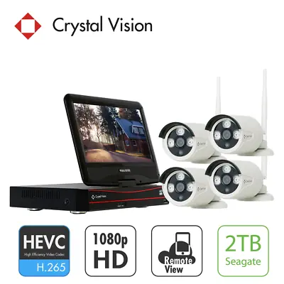 Crystal Vision CVT804A-20WB 4CH HD Wireless Surveillance System NVR CCTV 2TB • $389.99