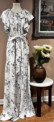 Monique Lhuillier Floral Maxi Gown Dress Size 14 • $187