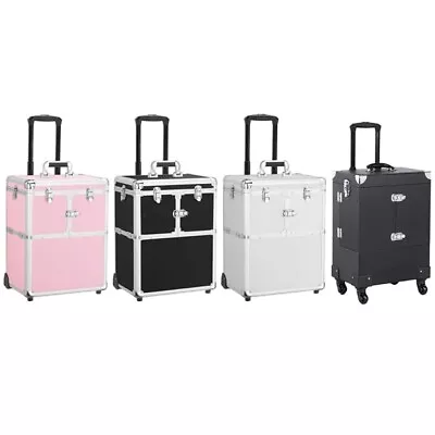 Professional Makeup Case Beauty Train Case Rolling Cosmetic Organizer Travel  • $68.99