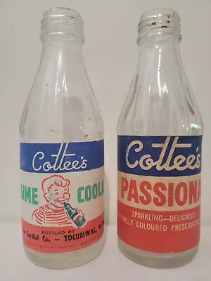 Cottees Cordial Bottles With Original Label 1960s Vintage  • $70