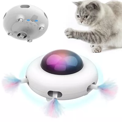 UFO Automatic Cat Teaser Toy For Indoor Cat Pet Interactive Track Rolling Toy • £18.89