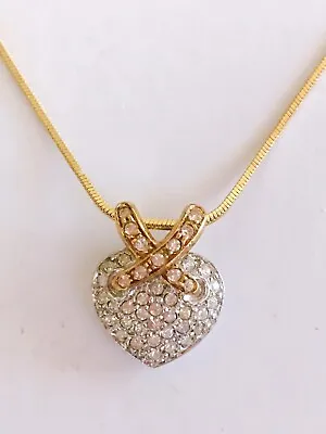 $27 • Buy Nadri Cubic Zirconia Heart Pendant Necklace, Goldtone, NWT